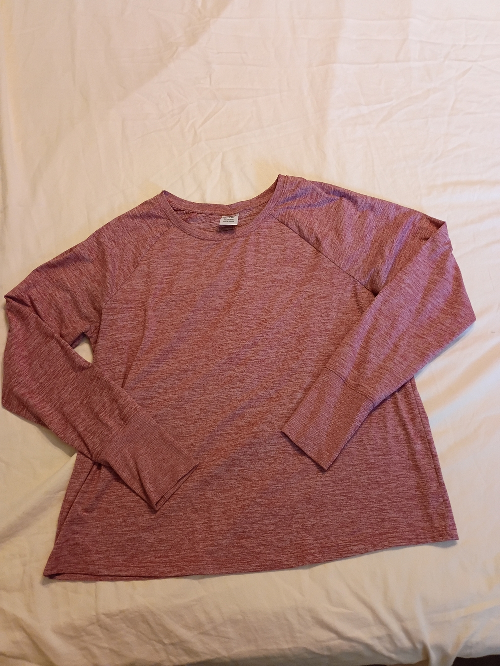 EUC 2/$10 Burgundy Gray Avia Heathered Mauve Long Sleeve Athletic Top